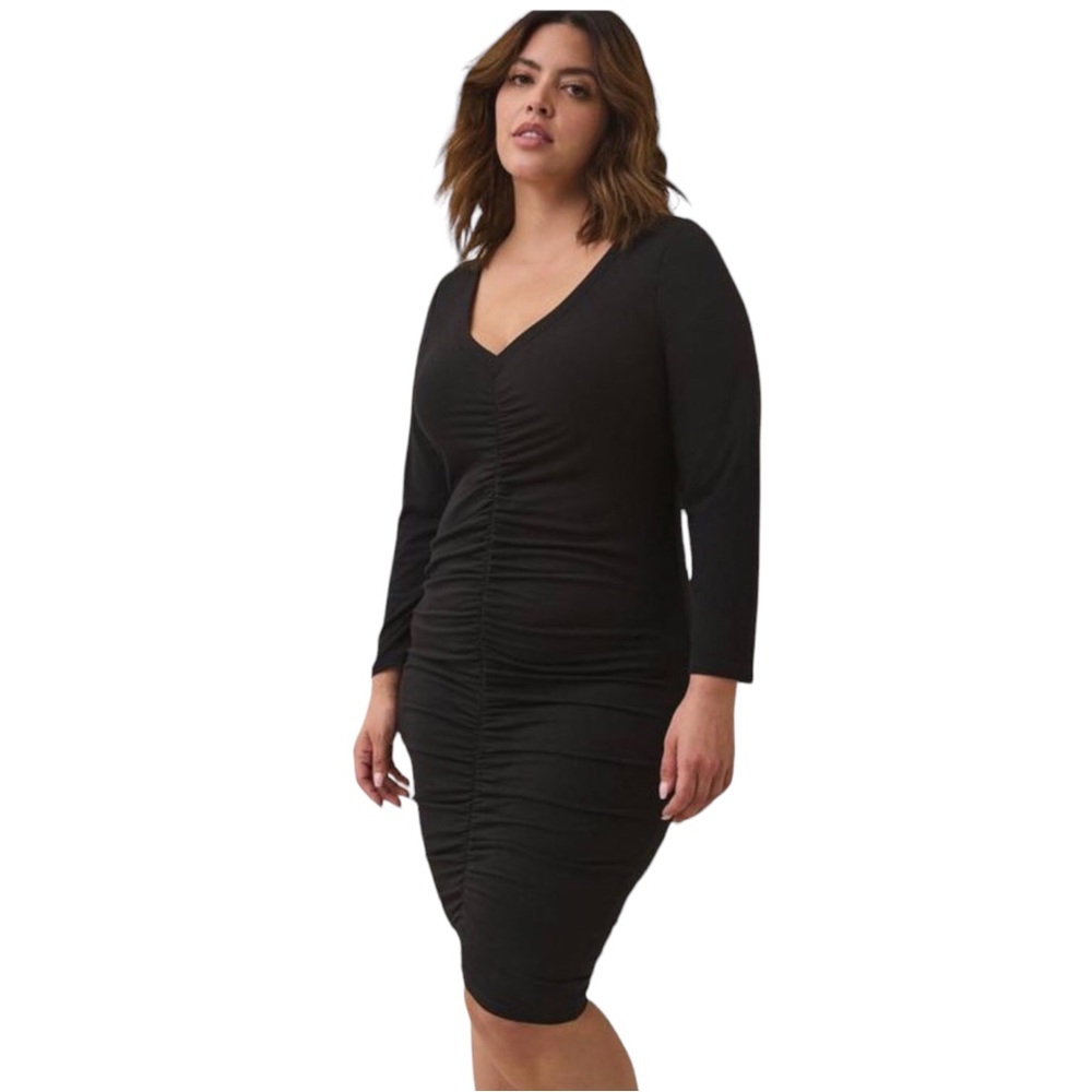 Whimsigoth NEW Torrid Mini Jersey Bodycon Dress Black Long Sleeve 3X 22/24 NWT